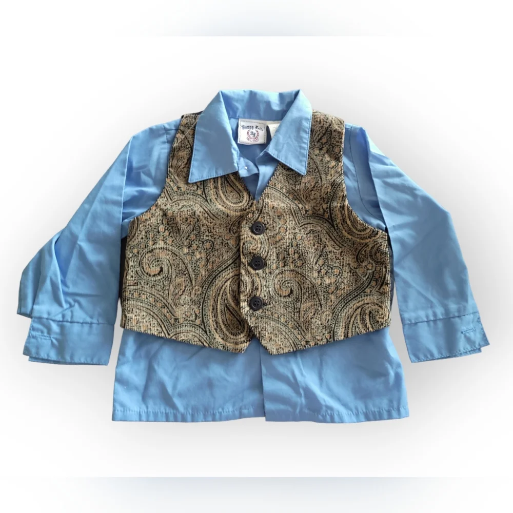 Happy Fella 24M Boy's Dress Shirt and Vest Set